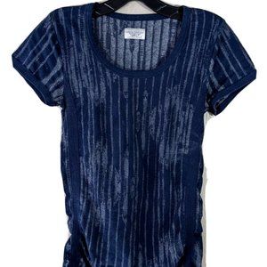 Athleta Athleisure Organic Cotton Blend Top Sz Medium Stretchy Navy Blue #213912